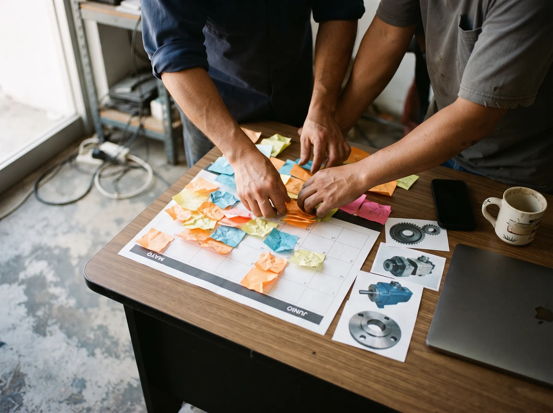 Planeación del calendario de contenido en una mesa de trabajo